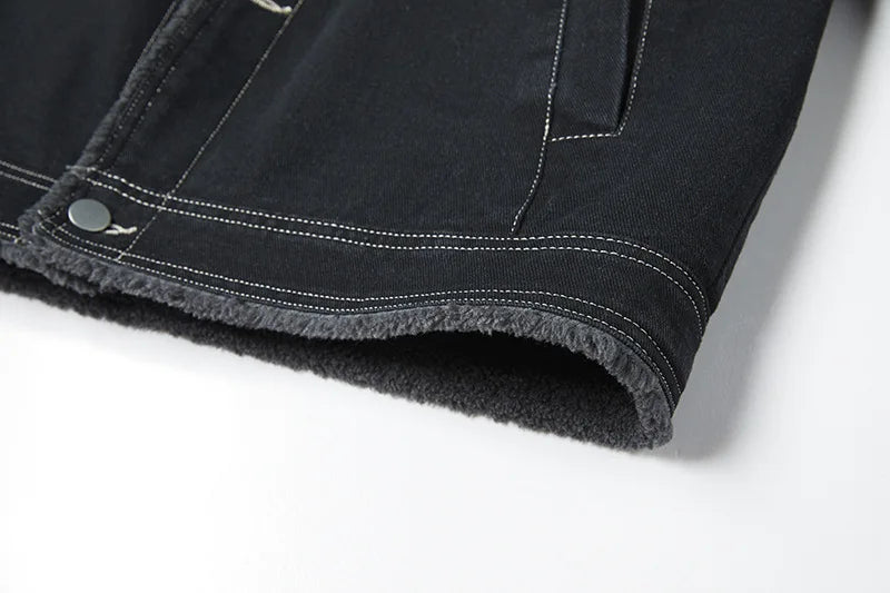 New Fashion Men Black Denim Jackets Fleece Warm Jeans Coats Quality Male Cotton Casual Winter Coats Outwear Winter Clothes 5XL