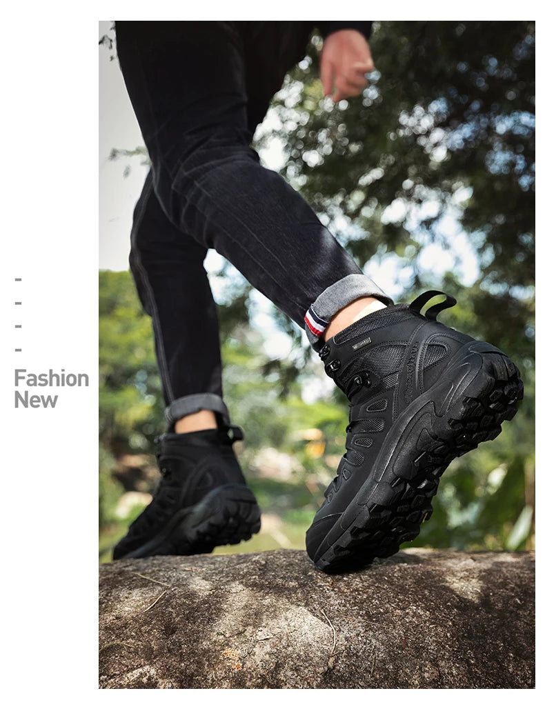 Winter Anti-slip Mens Boots Outdoor Leather Hiking Boots Breathable Men Desert Boots Comfortable Ankle Boots Men Work Shoes