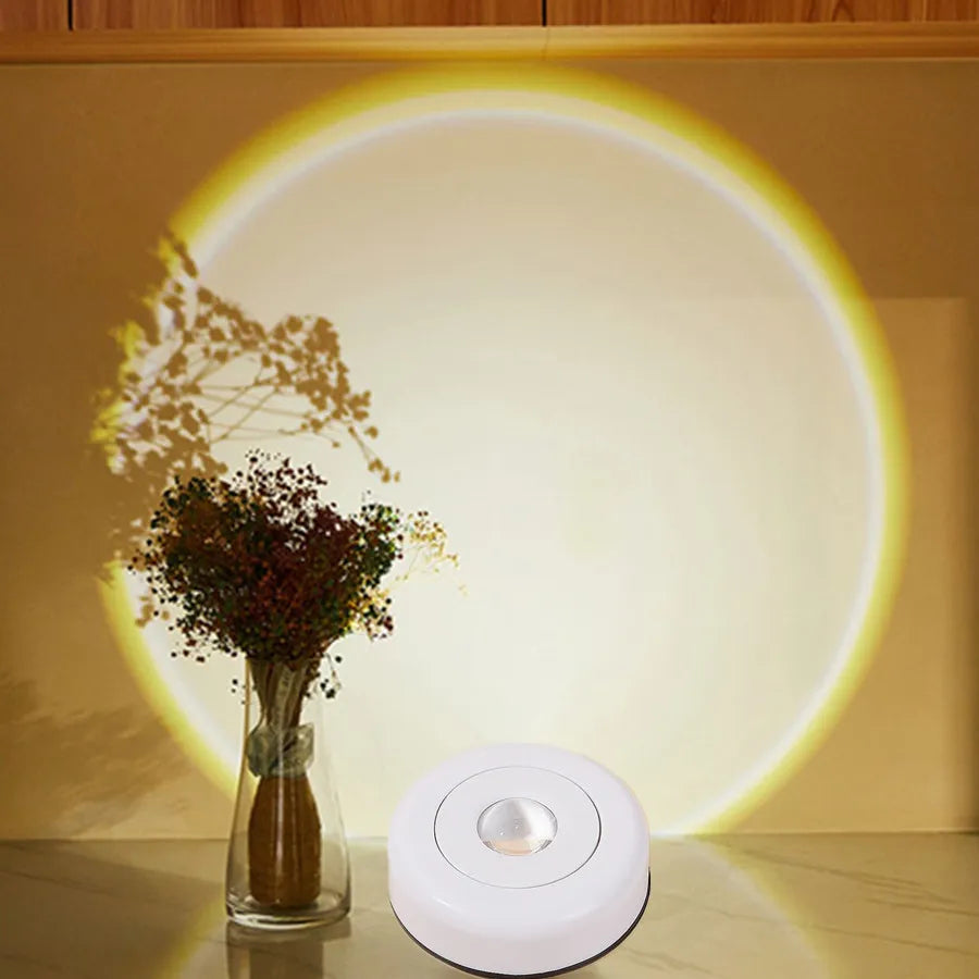 Touch LED Cabinet Lights Battery Powered Stick On Wall Sunset Lamp for Kitchen Bedroom Closet Cupboard Night Light Decoration