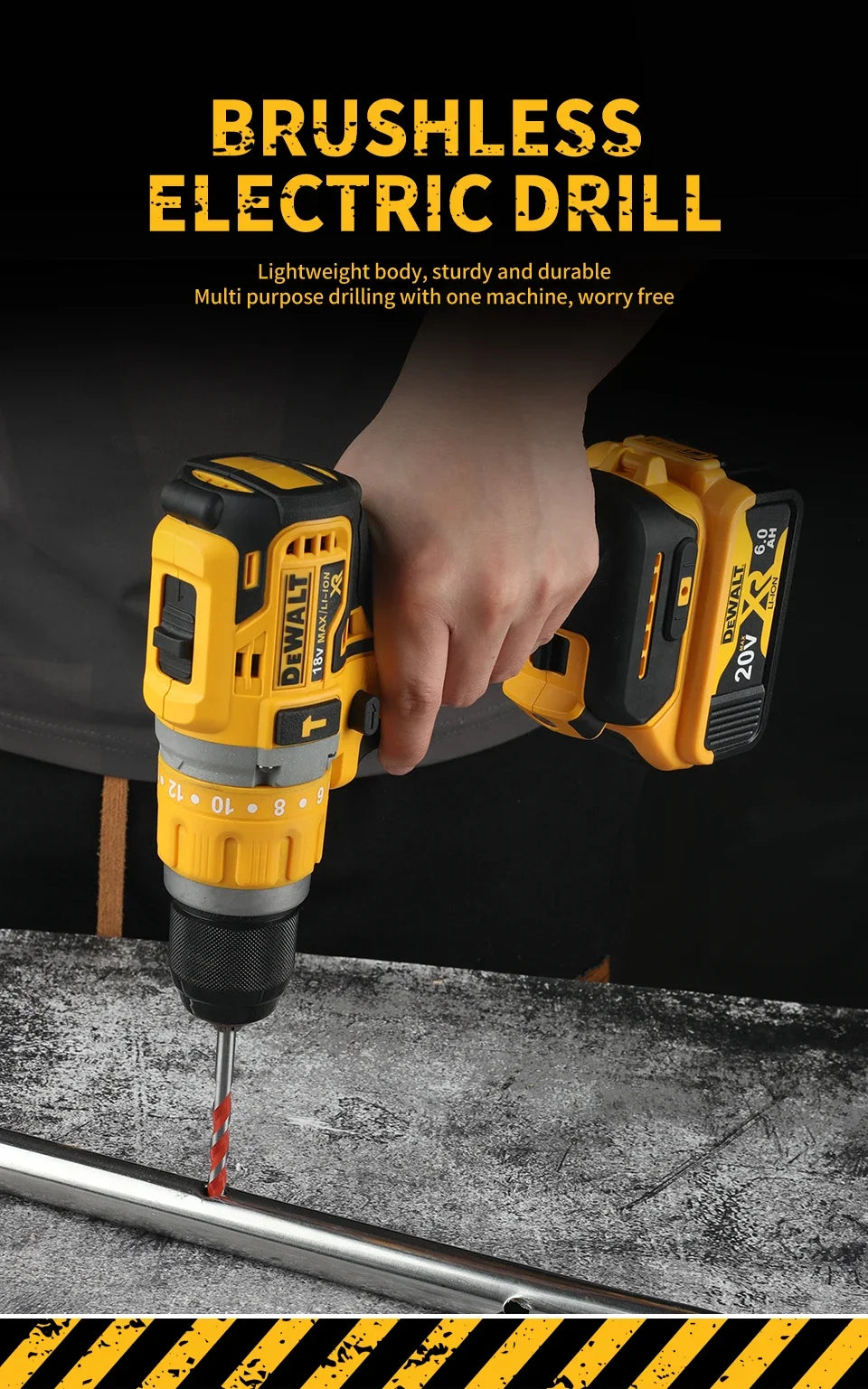 Dewalt 2000RPM Cordless Electric Drill Brushless Driver Adjustable Speed Impact Hand Drill Rechargeable Power Tools DCD796