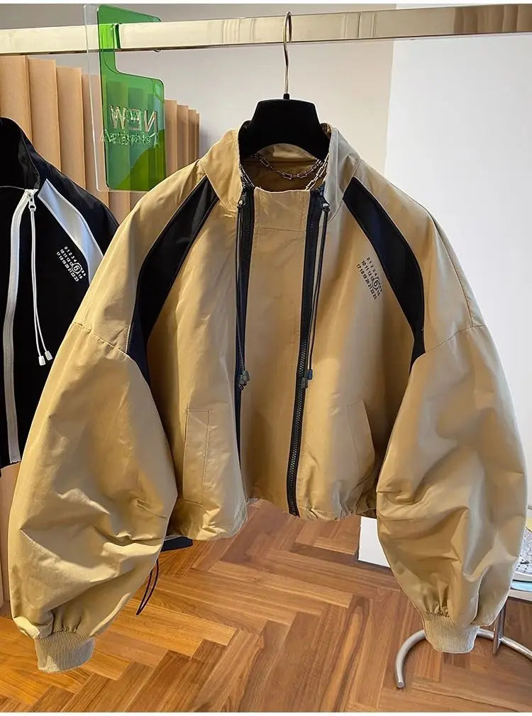 Zipper Design Niche Loose Casual Stand Collar Windbreaker Spring And Autumn Short Top