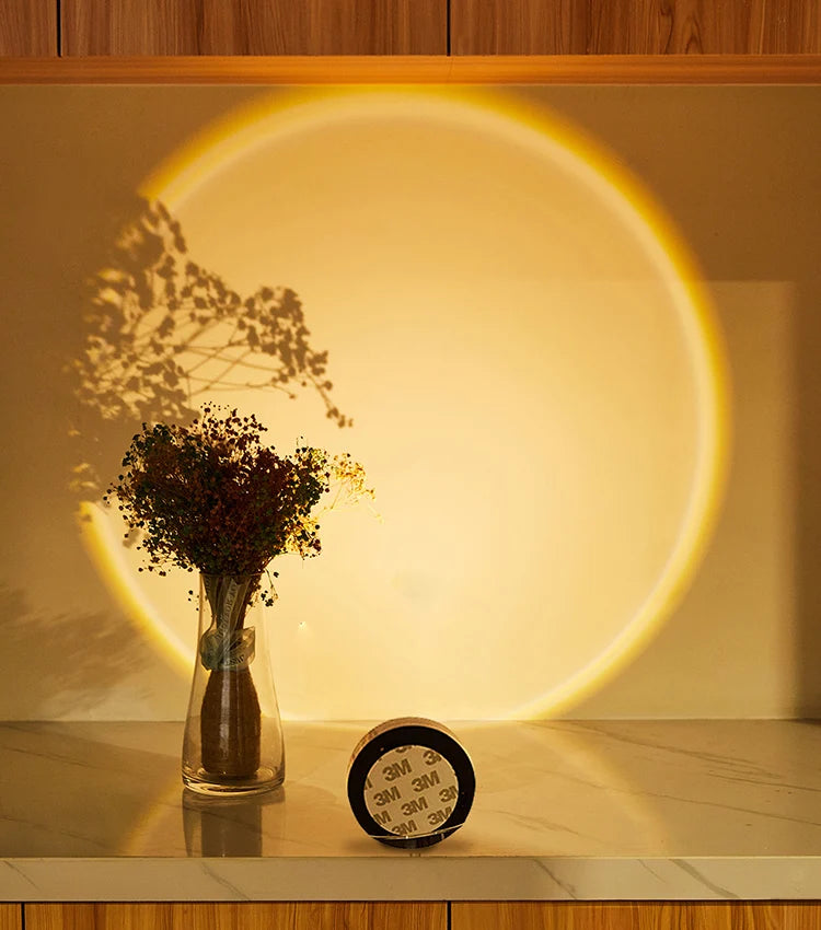 Touch LED Cabinet Lights Battery Powered Stick On Wall Sunset Lamp for Kitchen Bedroom Closet Cupboard Night Light Decoration
