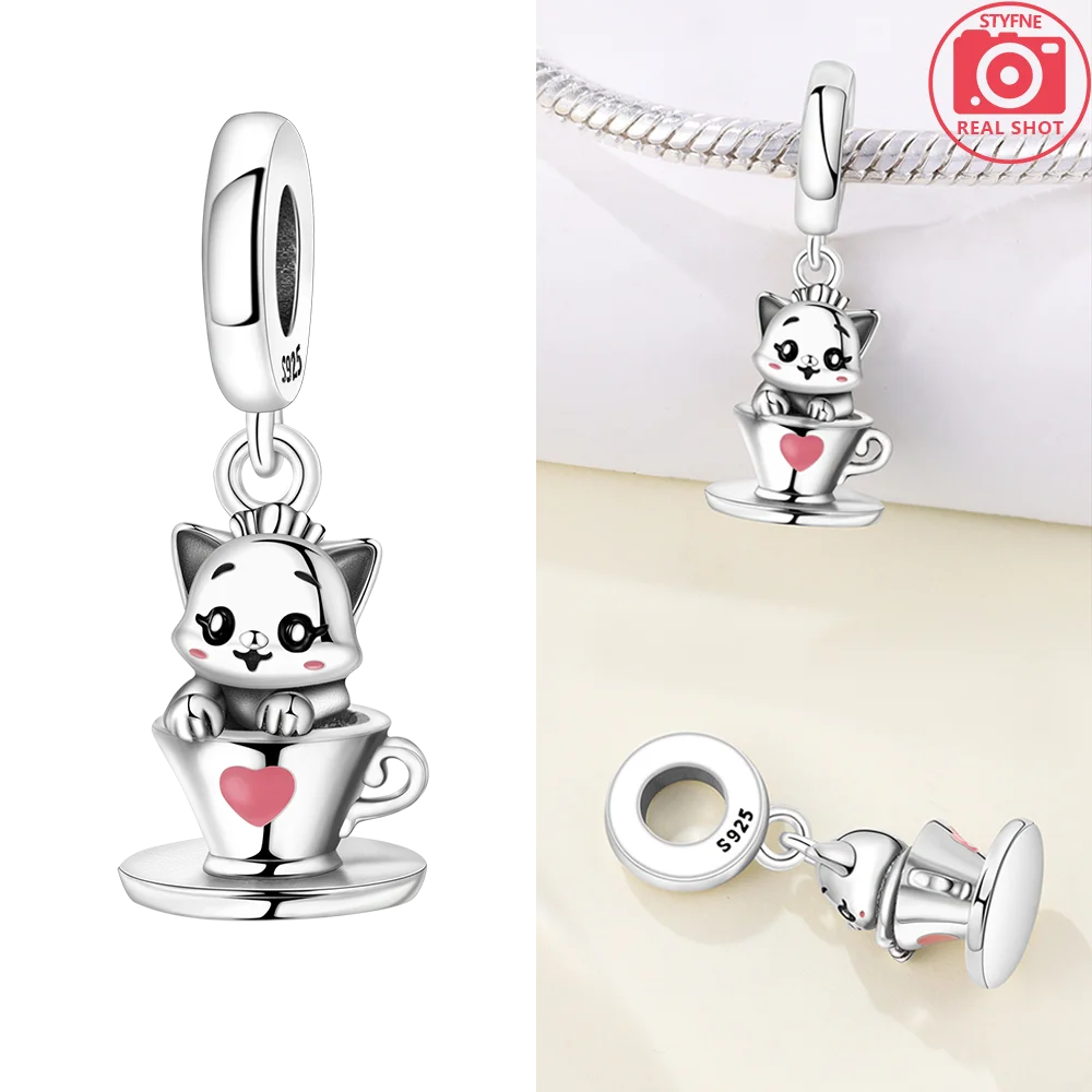 925 Sterling Silver Pink Zircon Love Beads Charms Fit Bracelet Women Jewelry Diy Anniversary Gift Delicate Accessories Bag Charm