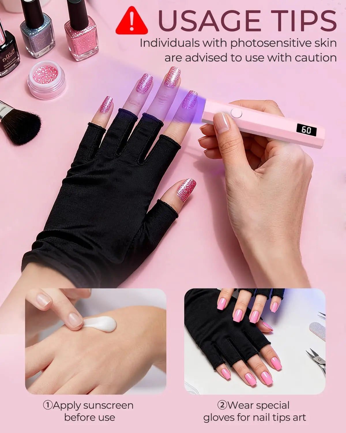 Cordless UV/LED Nail Lamp Set Handheld Light with Stand LCD Display Rechargeable USB Gel Nail Dryer for Quick Curing