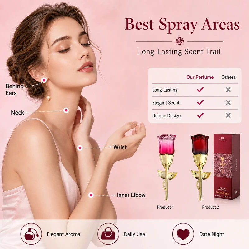 WARMKISS Midnight Rose Women Perfume Long Lasting Fresh Eau De Parfum 50ml Natural Floral Niche Scent For Romantic Date