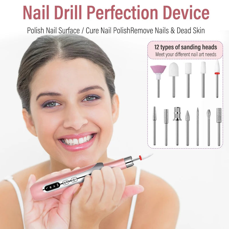 Portable Electric Nail Drill Machine, New Nail Polishing Machine For Shaping, Buffing, Removing Gel Nails, Multifunctional Manic