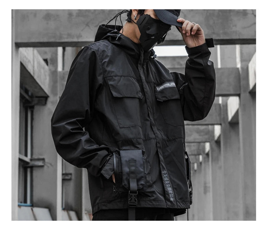 2022 Autumn Tactical Jackets Windbreaker Men Functional Techwear Mens Black Hip Hop Streetwear Waterproof Windproof Hooded Coats