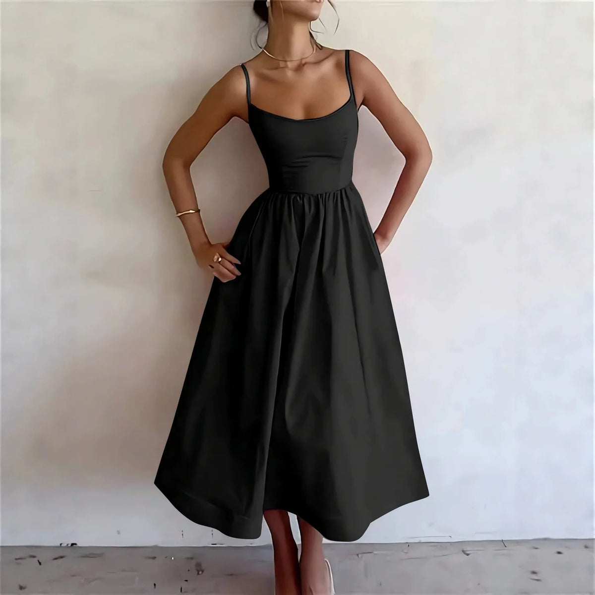 Dresses For Women 2026 Summer Suspender Dress Solid Swing Sundress Sleeveless Spaghetti Straps A Line Beach Party Dresses