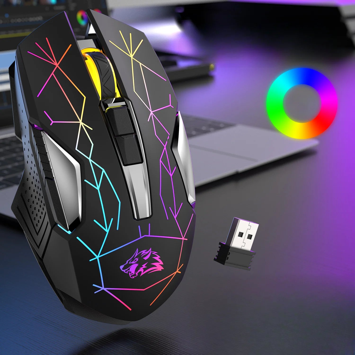 Ziyoulang X18 Wireless Charging Mechanical Mouse RGB 2400dpi Esports Gaming Mouse Pc Office Laptop Gaming Computer Free Wolf X18