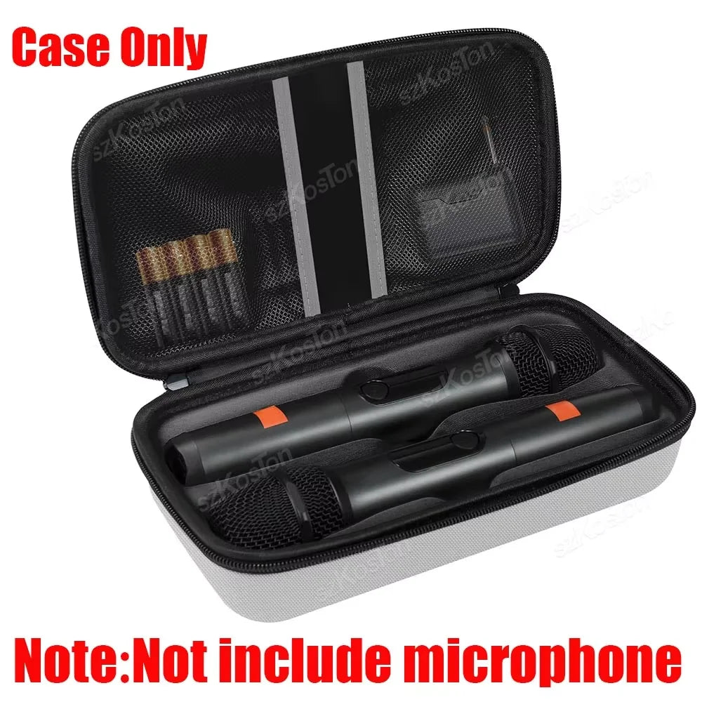 Portable Eva Wireless Microphone Storage Bag Carrying Case Compatible with JBL Wireless Two Microphone System for Trip Camping