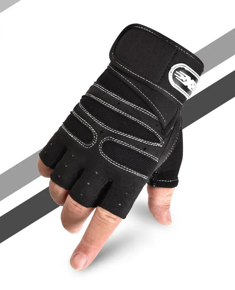 Men Gym Gloves Weightlifting Bodybuilding Training Fitness Fingerless Gloves Half Finger Cycling Gloves Non-Slip Wrist Support