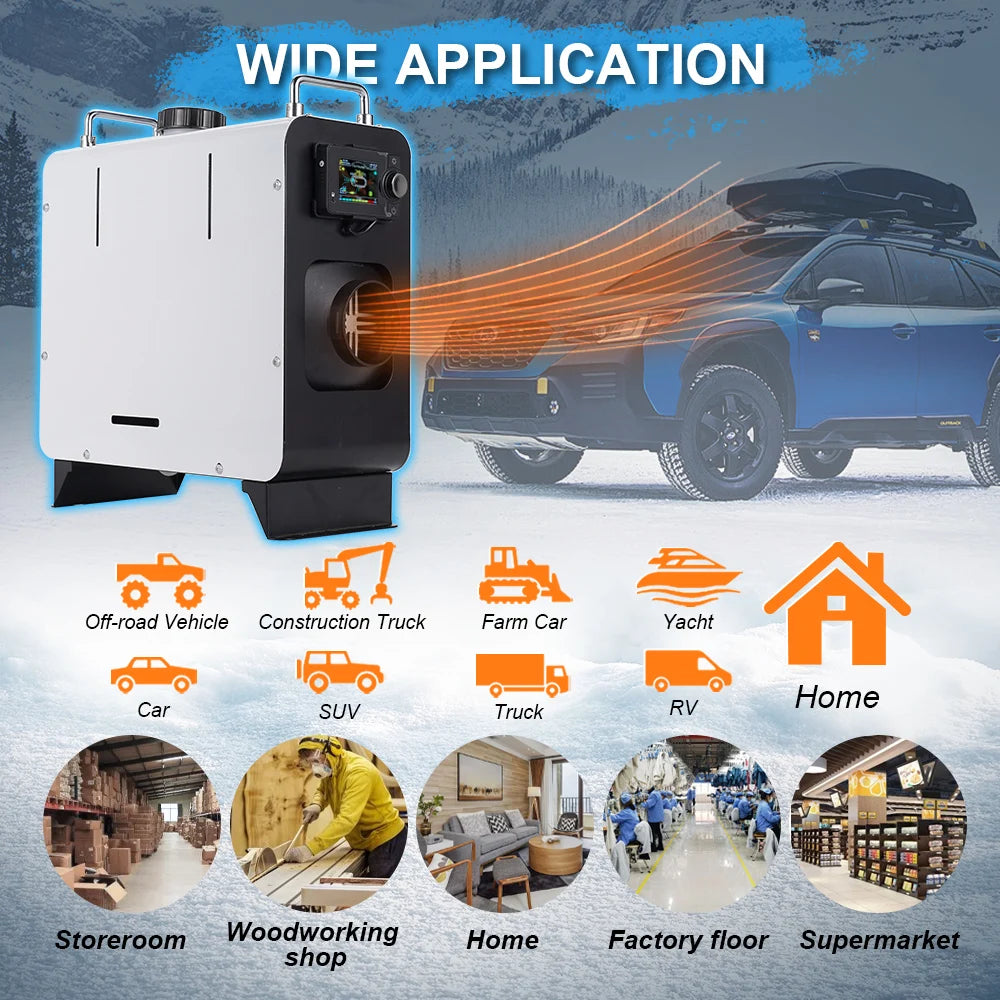 White vertical new 2/8KW Car Heater Diesel Air Heater Be common Bluetooth version 12V/24V/220V  camping for Truck Boat Bus RV