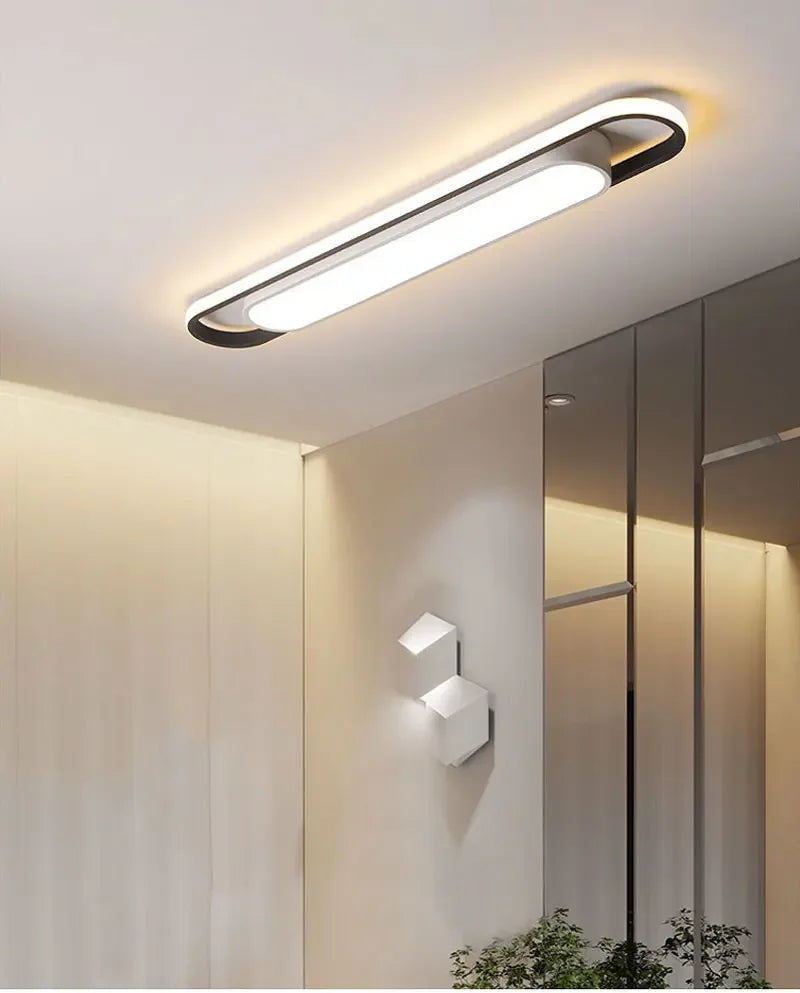 LED Ceiling Light, Minimalist Modern Light, Long Strip, Creative Bal Living Room, Bedroom, Study, Human Body Sensing Rectangular