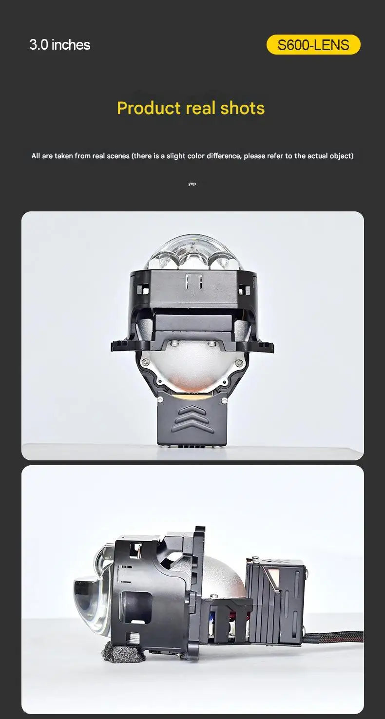180W High Power Square Triple Laser LED Projector Headlight Dual Beam Ultra Bright Long Range Penetration Car Accessories