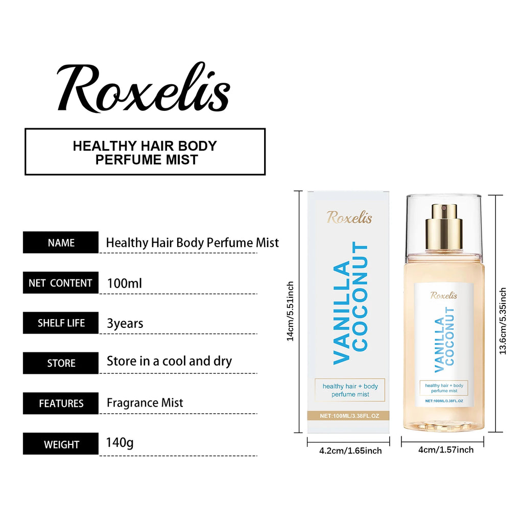 Vanilla Coconut Body Perfume Spray, Long-Lasting Fragrance, Exuding Unique Charm, Fresh and Romantic, Portable Perfume