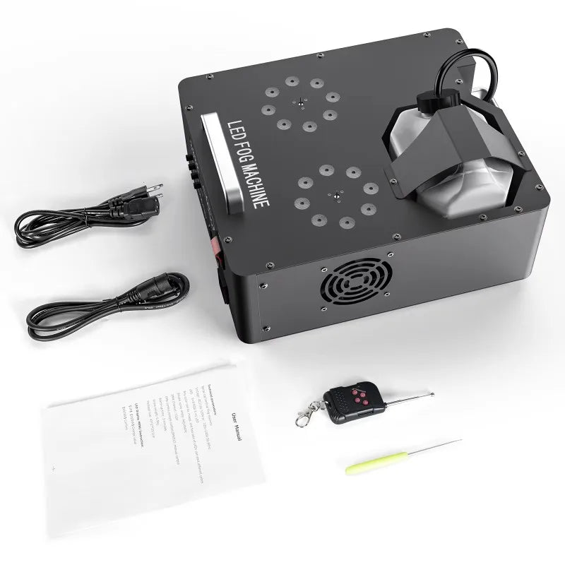 2000W Dual Tube RGB LED Fog  Adjustable Spray Output Stage Smoke Maker for Wedding DJ Concert Party Stage FX Equipment