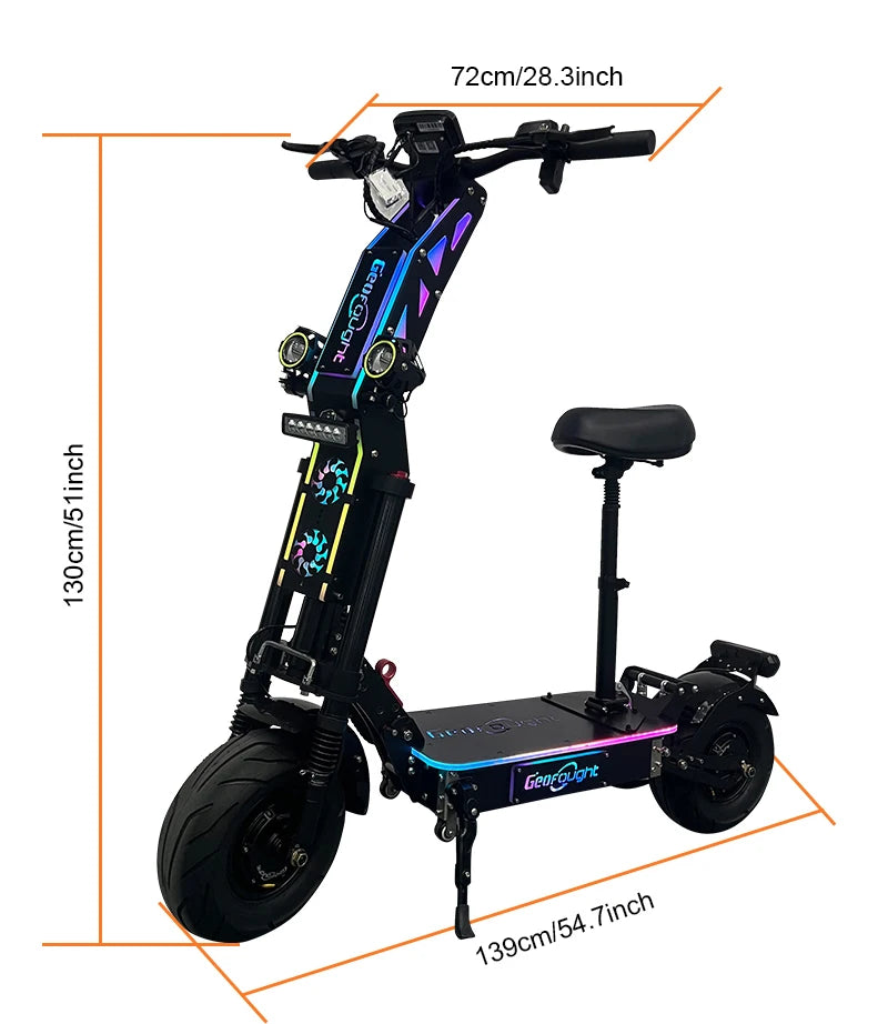 Geofought G14 13inch 14 Inch E Scooter 72V 10000w Dual Motor Top Powerful Scooter Fast Speed 40-100AH Adult Electric Scooter