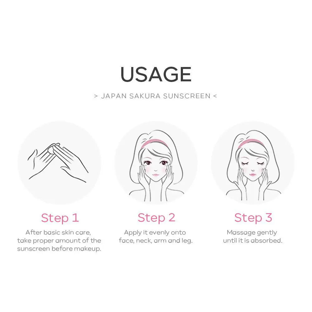 LAIKOU Japan Sakura Sunscreen SPF 50+ Brightening Sunblock Cream Face Body Moisturizing Isolating UV Protector 30g