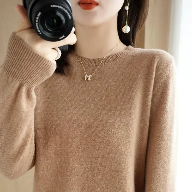 2026 Women Sweater Spring Autumn Long Sleeve O-neck Pullovers Warm Bottoming Shirts Korean Fashion Sweater Knitwear Soft Jumpers