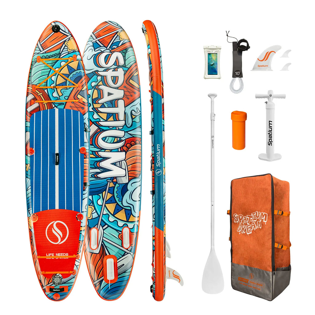 Spatium Inflatable Paddle Board Touring Portable Water Sports Air Inflatable Anti-Skid Surfing Board Equipped With Backpack
