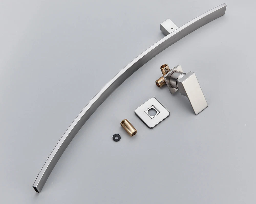 Rozin Wall Mounted 70cm Spout Waterfall Basin Faucet Single Handle Chrome Bathroom Mixer Tap Concealed Basin Sink Torneira