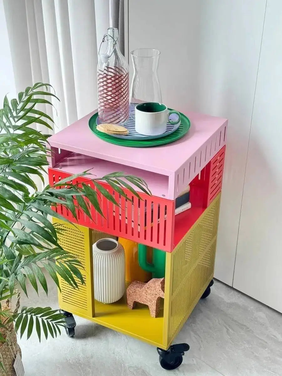 Multifunctional Metal Storage Cabinet with Wheels, Suitable for Bedroom, Living Room, Office, Modern Design Storage Cabinet
