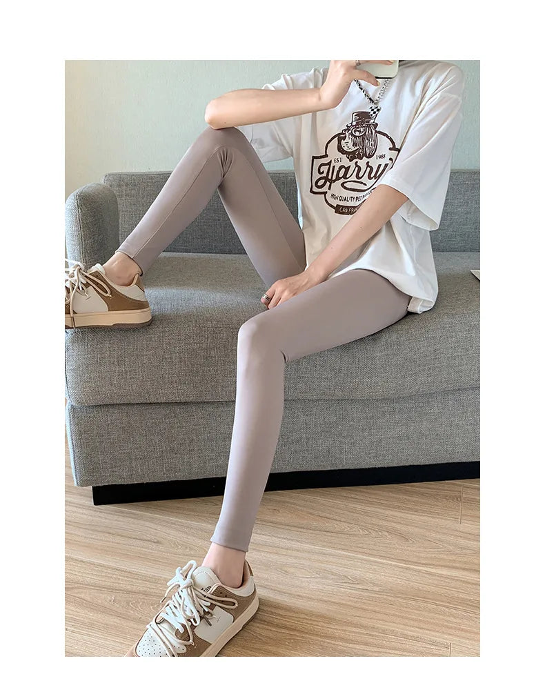 BIVIGAOS Summer New White Khaki Shark Leggings Women Thin High Waist Slim Legs Skinny Leggings Sports Fitness Leggings Spring