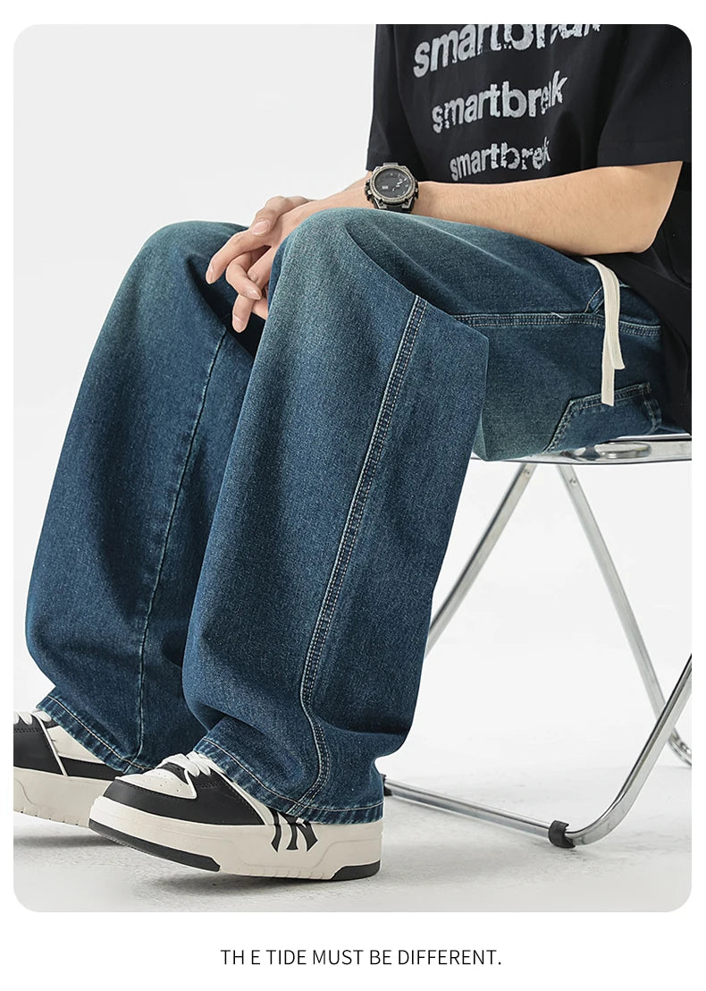 Men's Jeans American Loose Wide-leg Loose Straight Casual Trousers Street Hip-hop Baggy Jeans Black Grey Blue Streetwear Men