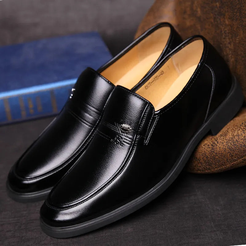 Leather Men Formal Shoes Luxury Brand 2026 Men's Loafers Dress Moccasins Breathable Slip on Black Driving Shoes Plus Size 38-44