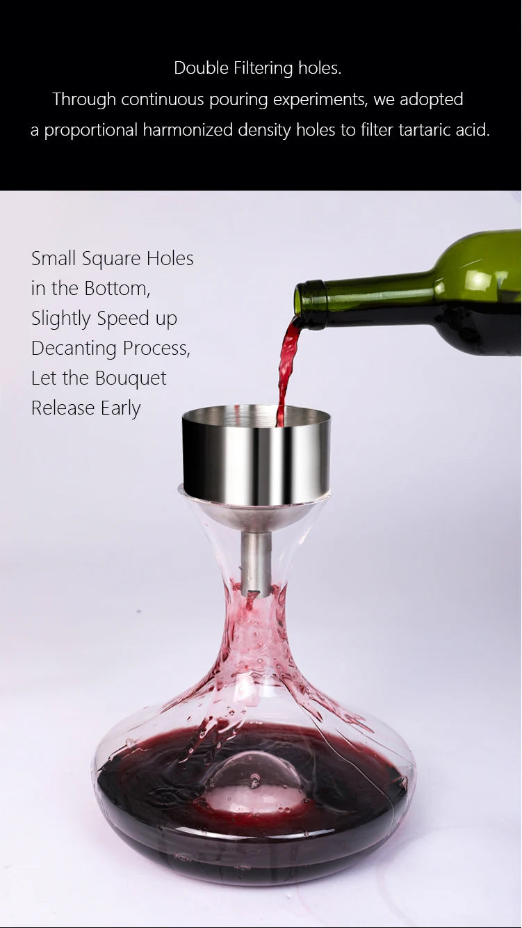 Stainless Steel Wine Aerator Shower Funnel with Sediment Strainer