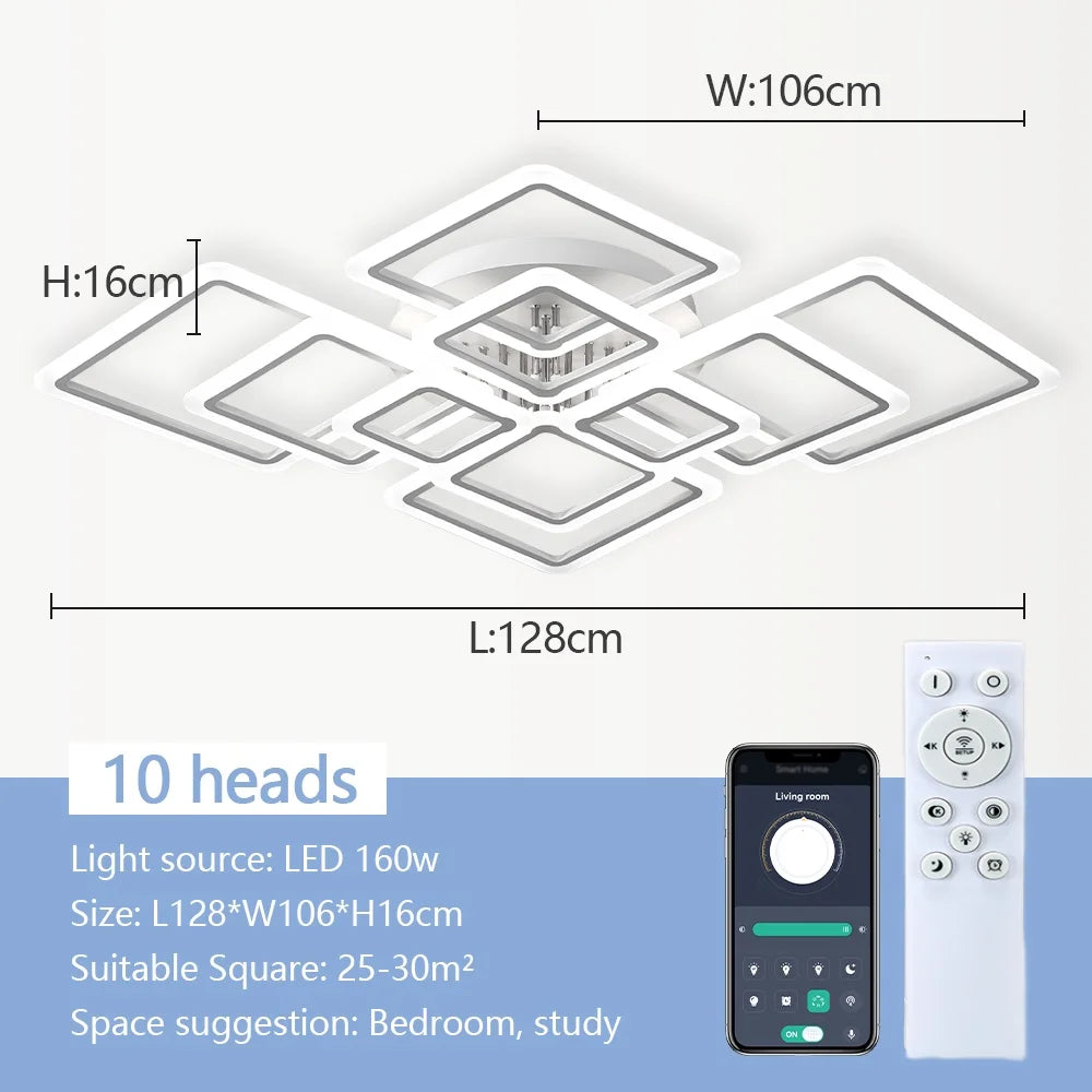 Modern Interior Square Ceiling Light with Remote Control LED Dimmable Ceiling Lamp lustre Living Room Kitchen Bedroom Decoration