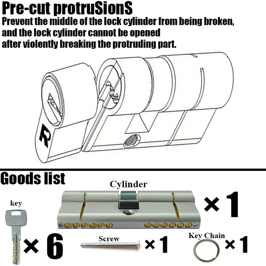 Customization: Open all household door locks with the same key. European standard high-quality 11 pin anti-theft lock cylinder
