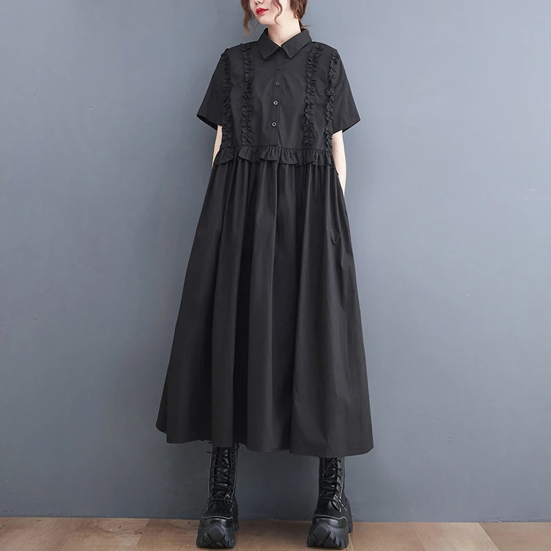Ele irt Dr with Ruffle Design And Advanced Sense Spring Summer New Arrival Korean Sle Cotton Long Skirt for Women
