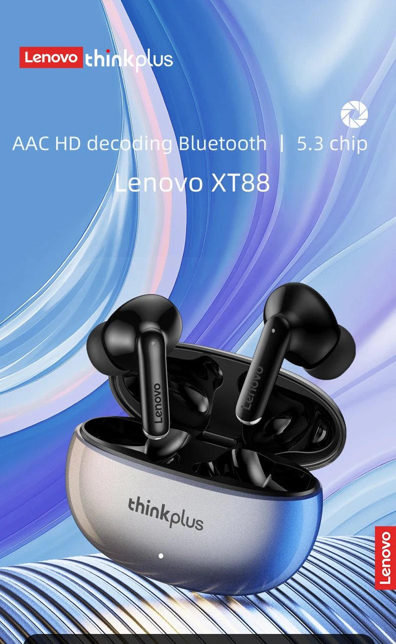 Original Lenovo XT88  Bluetooth Wireless Earphones In Ear HiFi Stereo Sound Earbuds Noise Reduction Sports Headset with Mic