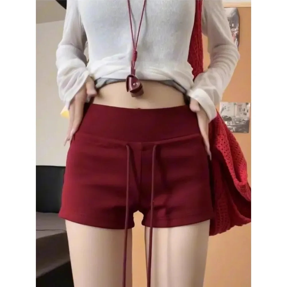 Drawstring Casual Sports Shorts For Women High Waist Solid Summer Short Pant Female Yoga Running Outfit Clothes Korean Hot Pants