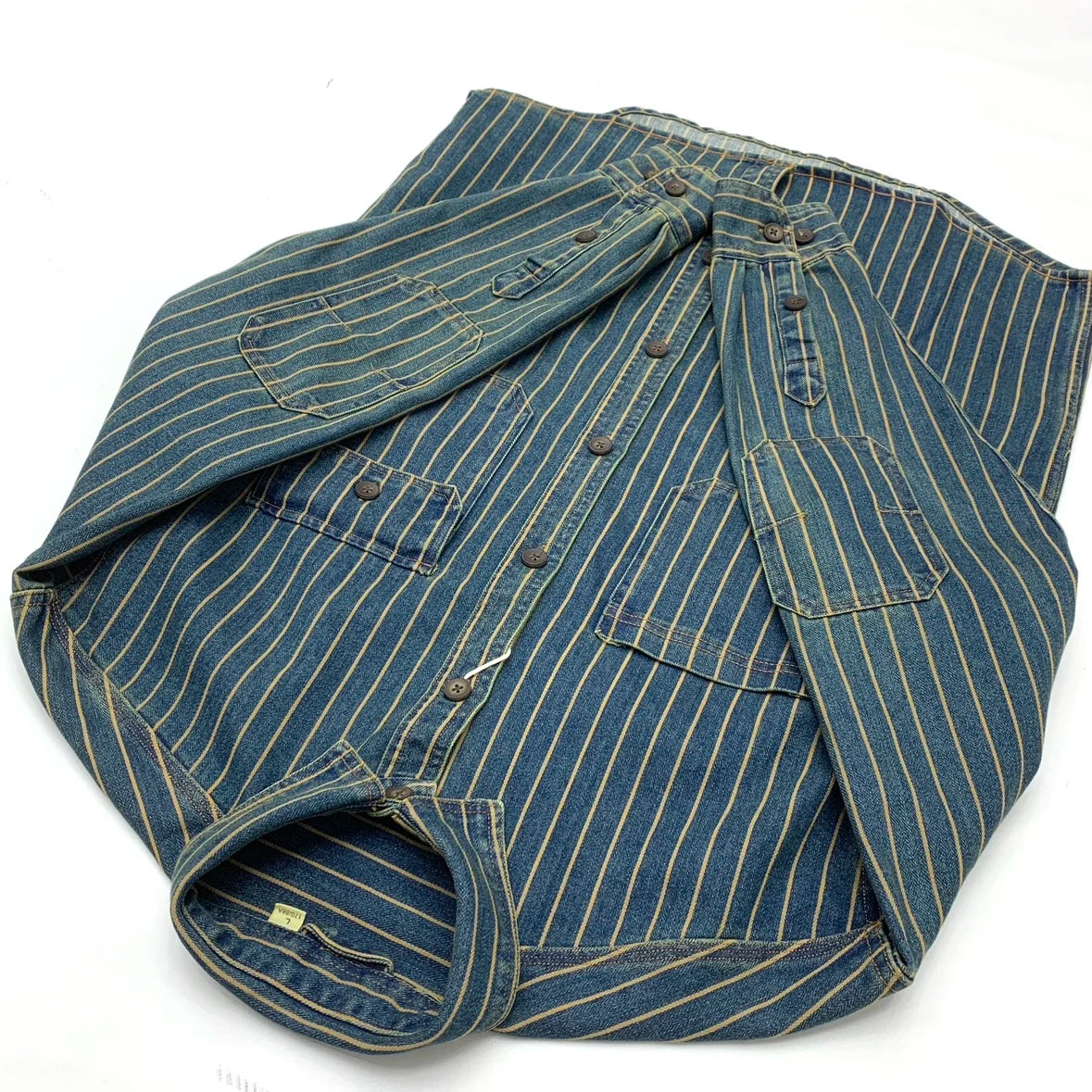 2025 Autumn New American Retro Heavyweight Striped Denim Shirt Jacket Men's 100% Cotton Washed Old Fashion Loose Casual Coat