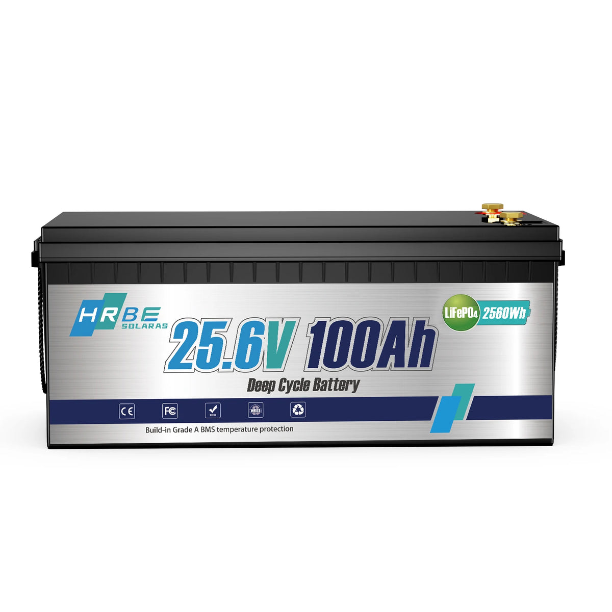 HRBE 24V 100Ah LiFePO4 Battery Bluetooth With BMS 8000+Deep Cycles For Camper RV Home Energy Solar Trolling Motor 24V Lithium Battery