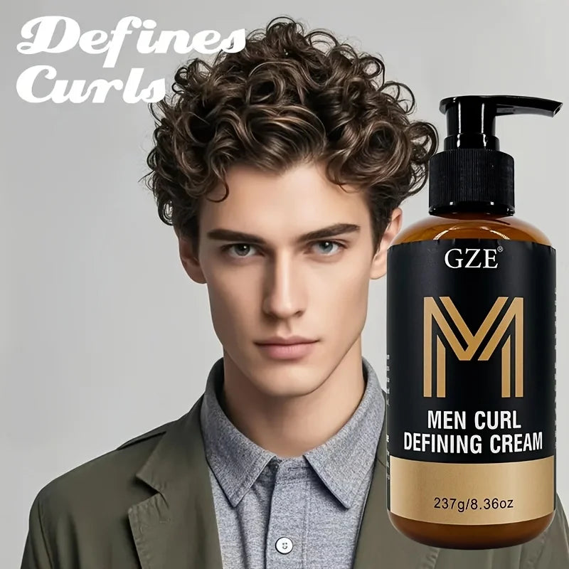 GZE Men Curl Defining Cream - Defined Bouncy Cue Curls Waves - Enhances Curl Definition and Hydrates Hair Frizz RLS and Frizz
