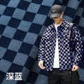 100% Cotton Jacquard Denim Fabric Plaid Jeans By The Meter for Dress Shirt Designer Clothing Sewing Washed Thickened Cloth Blue