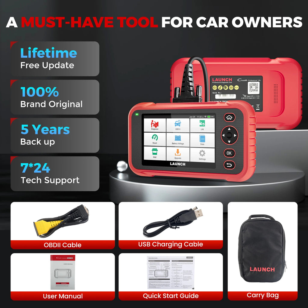 [Lifetime Free Update] 2026 LAUNCH X431 CRP123E V3.0 Car Diagnostic Tools ABS SRS AT ENG OBD2 Scanner Full OBD2 Functions