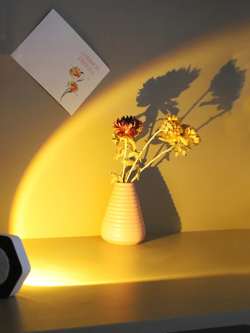 Creative Hexagonal Cat Eye Under Cabinet Light Sunset Red Projection Sunset Lamp Battery Powered Touch LED Decorative lights