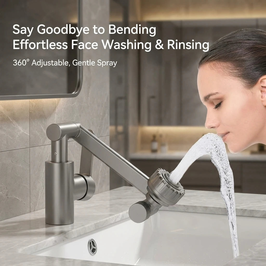 Multifunction Bathroom Kitchen Sink Faucet Swivel Cold Hot Water Tap with 2 Modes Basin Water Tap