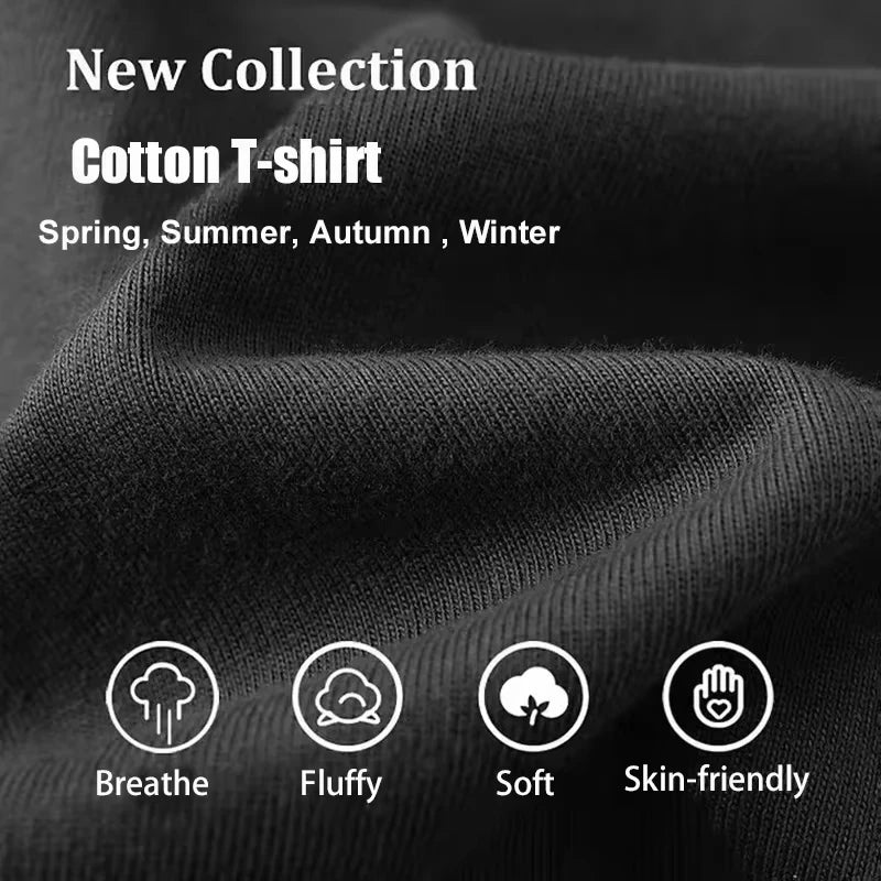 Men's Summer 100% Cotton Fashion Casual Loose Fit Plus Size Trendy Patterned Print Sports Round Neck Short Sleeve T-Shirt Top