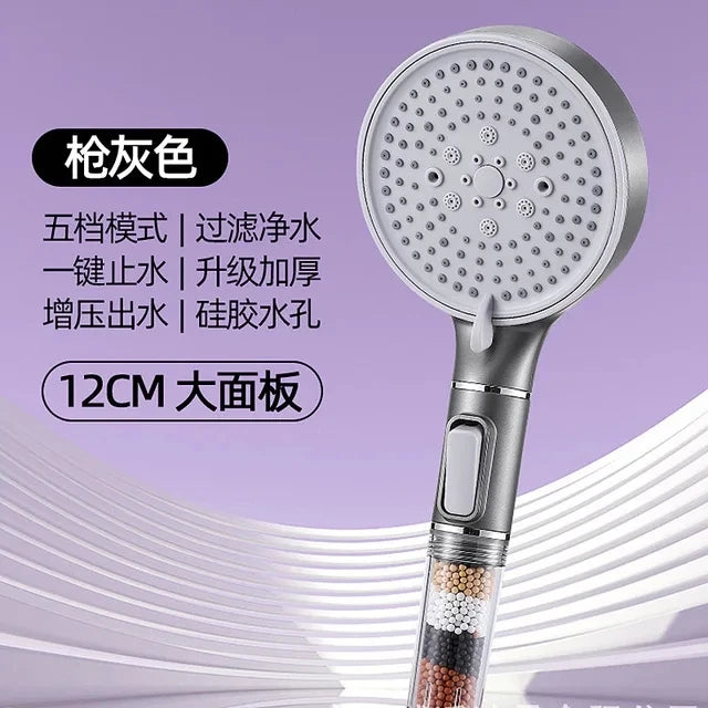5 Modes High Pressure Shower Head Anti Limestone Filter Hygienic Remove Calcario Shower with Holder and Hose Bath Accessories