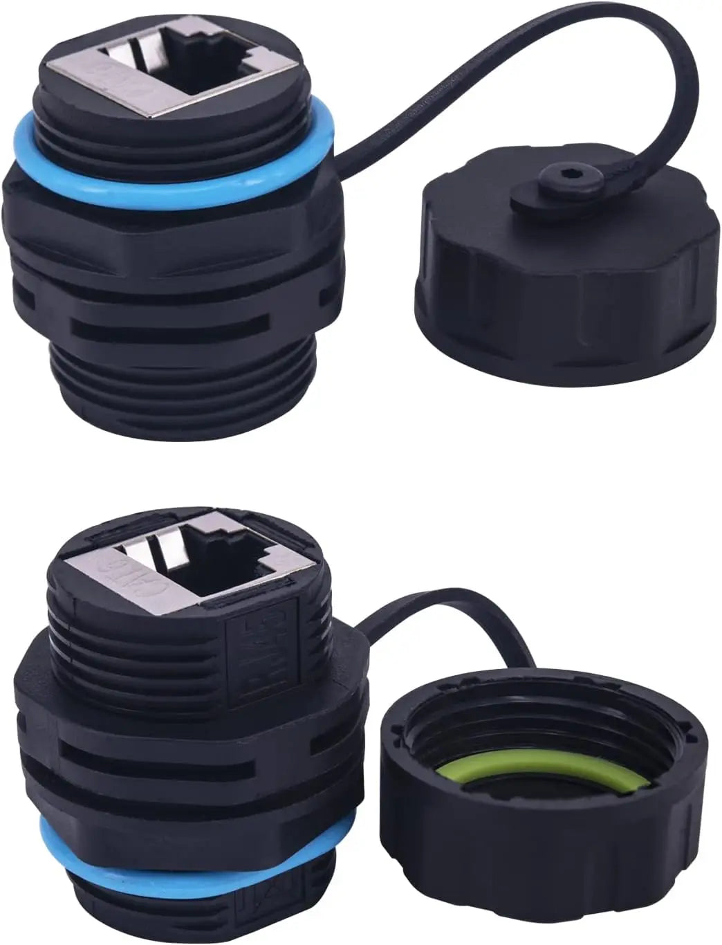 Panel Mounting Shielded CAT6 RJ45 Waterproof Connector Cat5e/6 8P8C Ethernet LAN Cable Coupler Adapter with Waterproof/Dust Cap