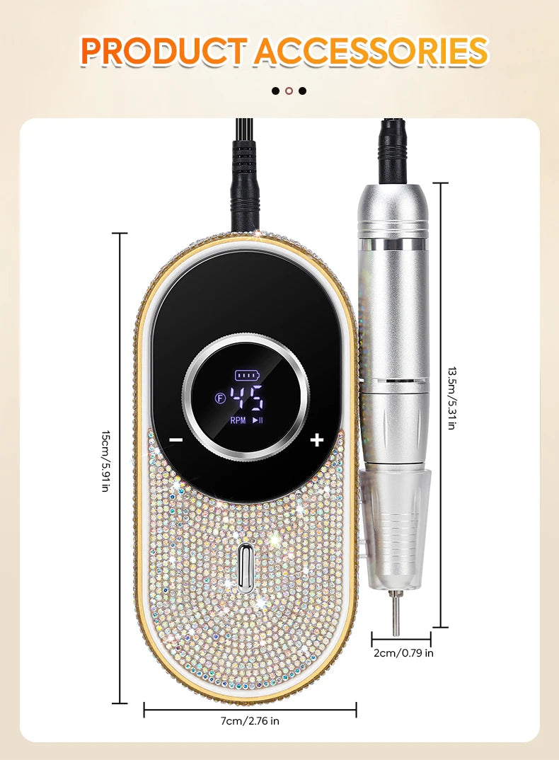 Electric Nail Drill File Professional 45000 RPM Rechargeable Nail Drill Machine Kit With Low Noise Nails Drill For Nail Art Tool