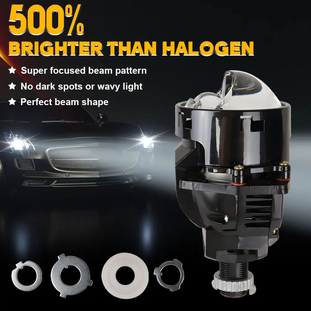 3Inch Bi LED Laser Projector Headlight Bulb H4 9005 9006 H7 Led Lens Light Car Lenticular Optics For Hella 3R Fan Canbus Lamp