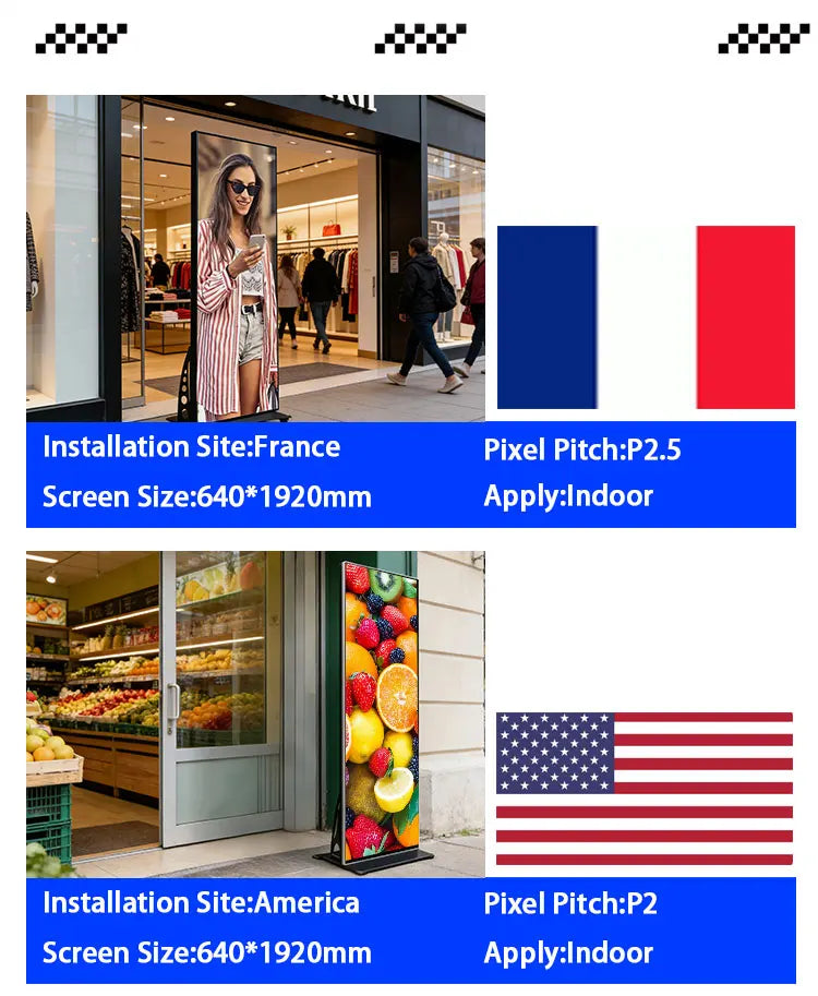 Floor-to-ceiling large poster display P1.53P1.86P2P2.5P3 digital signage, portable indoor LED display