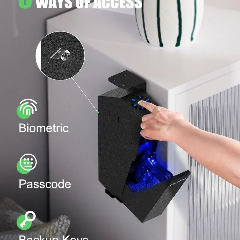 Smart Fingerprint Handgun Safe Biometric Lock Alloy Steel Security Box for Home Car Bedside