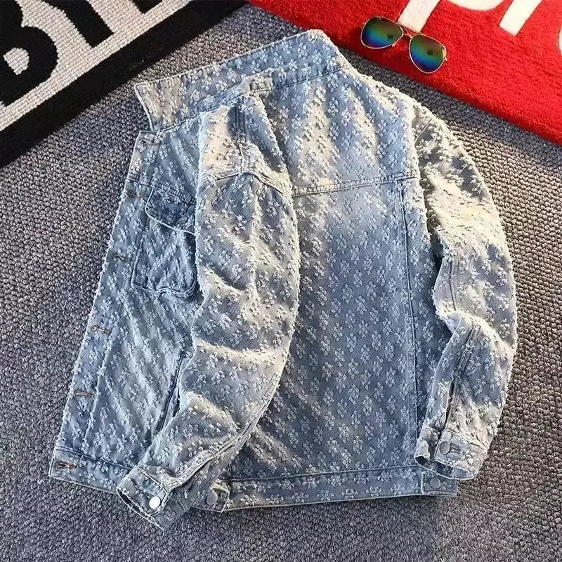 Sequin Denim Jacket Men's Luxury Streetwear Shiny Cowboy Coats Loose Casual Single-breasted Long Sleeve Spring Autumn Jacket